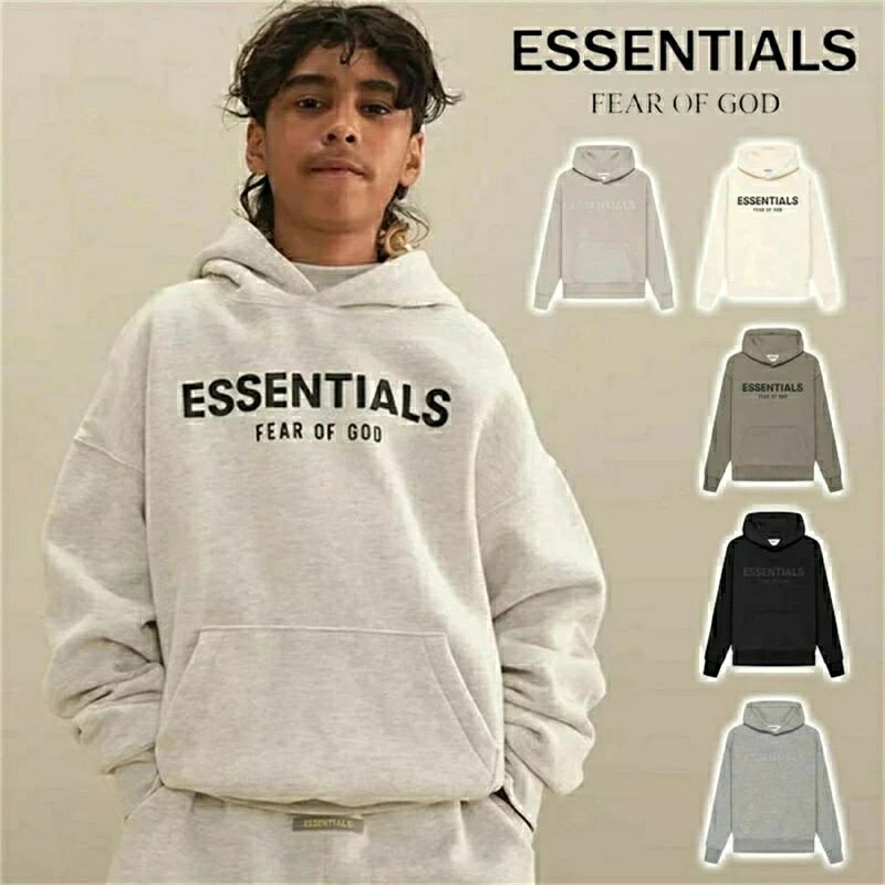 ESSENTIALS 子供 エッセンシャルズ パーカー メンズ レディース プルオーバー バックロゴ パーカー フード付き ビッグサイズ