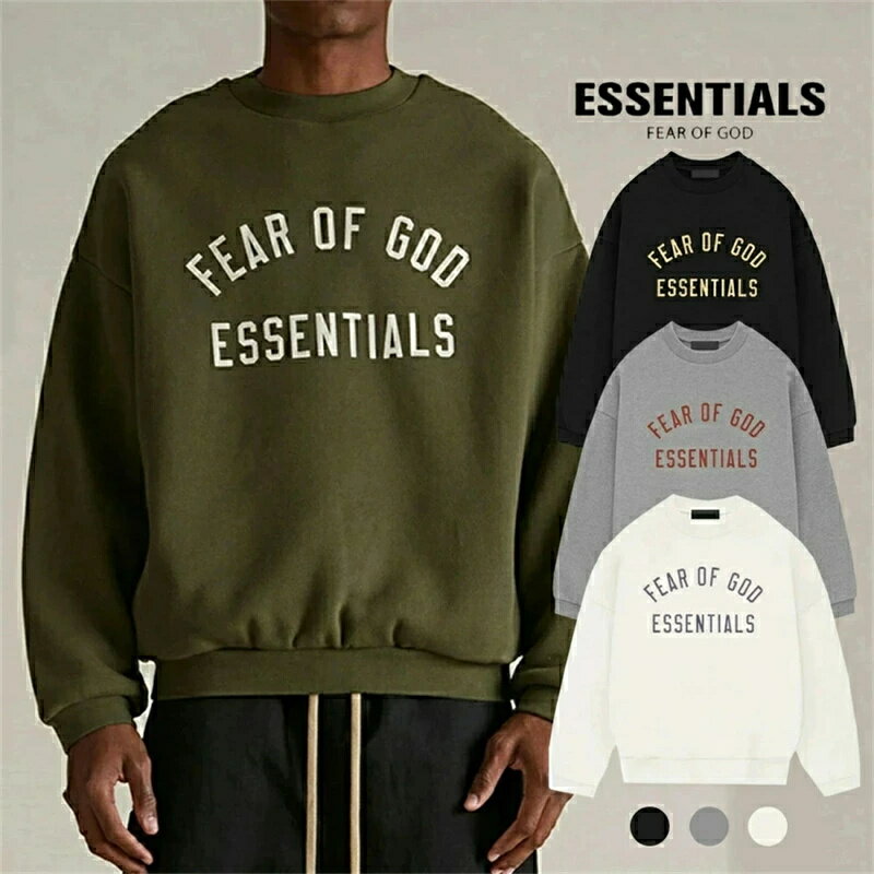 乐天商城 - 「期間限定セール」ESSENTIALS 丸首パーカー 人気 エッセンシャルズ オーバーサイズ おしゃれ クルーネック トレーナー 長袖トップス ストリートカジュアル カップル プルオーバー かっこいい 5colors