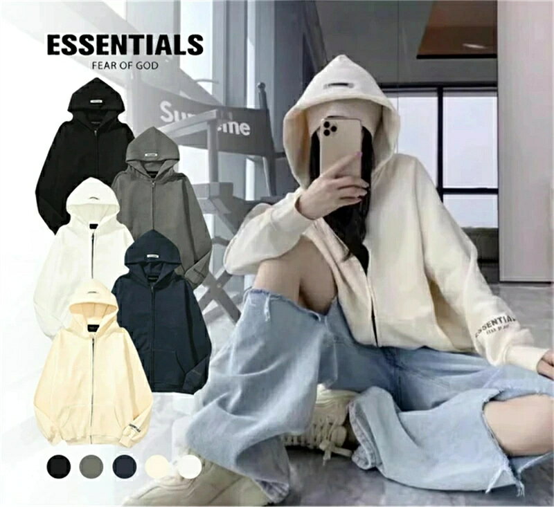 樂天商城 - ESSENTIALS パーカー　エッセンシャルズ トレーナー オープンシャツ ジップアップ　大きい サイズ おしゃれ スポーツ フード付き かっこいい 人気 プルオーバー カジュアル 柔らかい肌触り 快適 春服 秋服 冬服
