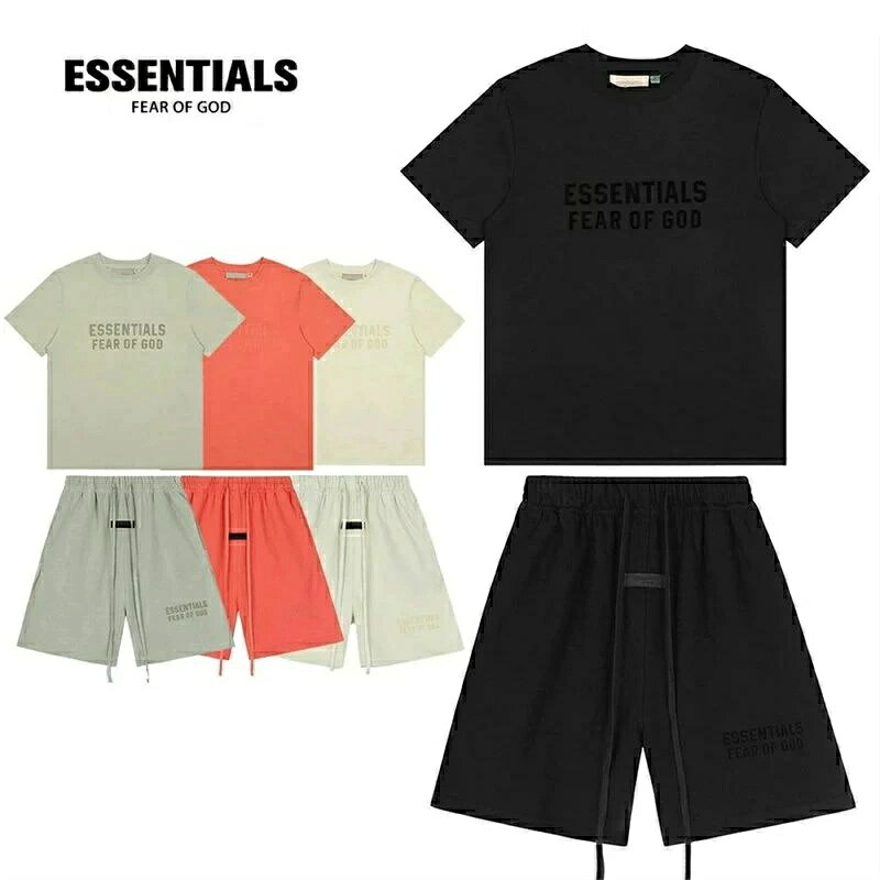 Rakuten - エッセンシャルズ ESSENTIALS 2点セットショートパンツ Tシャツ柔らかい セットアップ 通気性 通勤 快適 ファッシュ 男女兼用