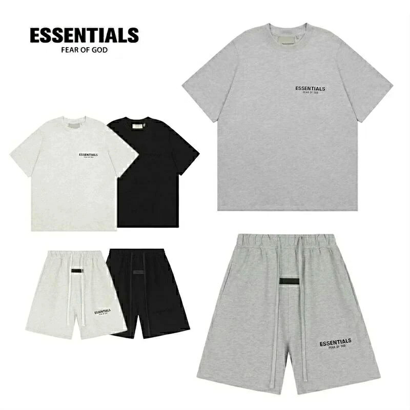 乐天商城 - ESSENTIALS エッセンシャルズ 2点セットショートパンツTシャツ 柔らかい セットアップ 通気性 快適 3カラー