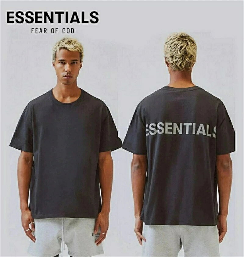乐天商城 - ESSENTIALS エッセンシャルズ Tシャツ 半袖 メンズ レディース Logo T-Shirt 反射 ロゴ Tシャツ ブラック ホワイト