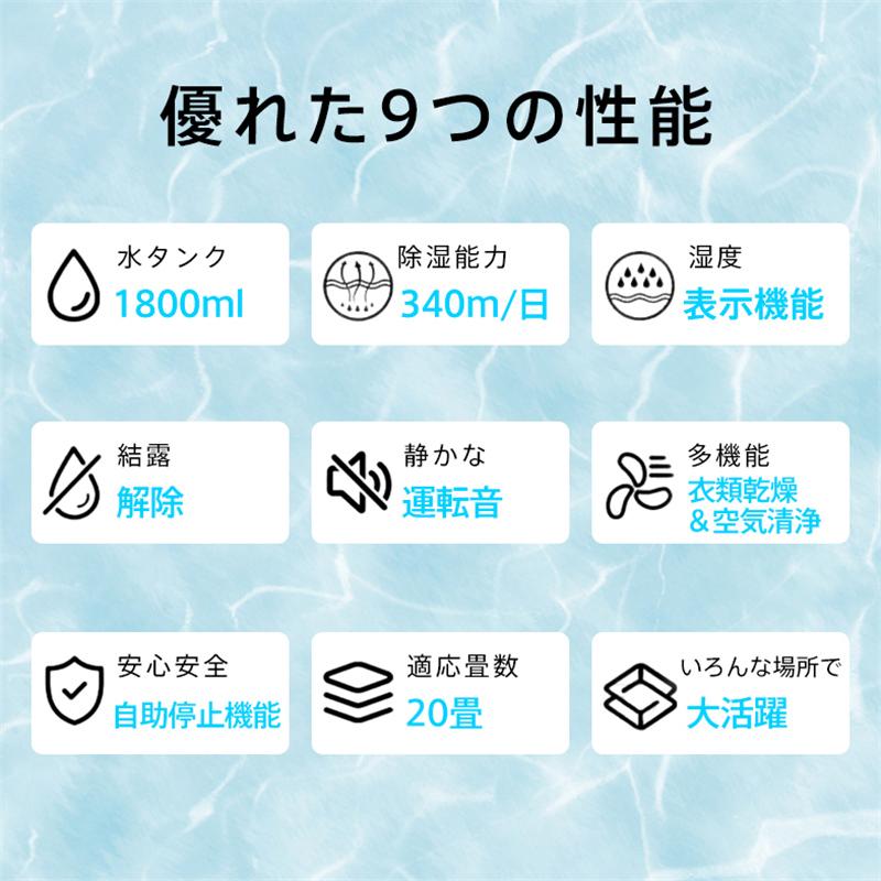 除湿機 衣類乾燥 除湿器 除湿機衣類乾燥機 デシカント カビ防止 20畳 軽量 デシカント式 空気清浄機 コンパクト 静音 部屋干し 室内物干し 洗濯物干し 結露 梅雨 ホワイト パワフル除湿 衣類乾燥付き 小型 1.8l タンク 省エネ 1台3役 湿気対策 自動停止 LEDスクリーン 電気代