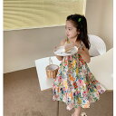 子供用フラワーワンピース夏モデル女の子用リゾート風キャミソールスカート子供用スカート3-8歳子供服送料無料
