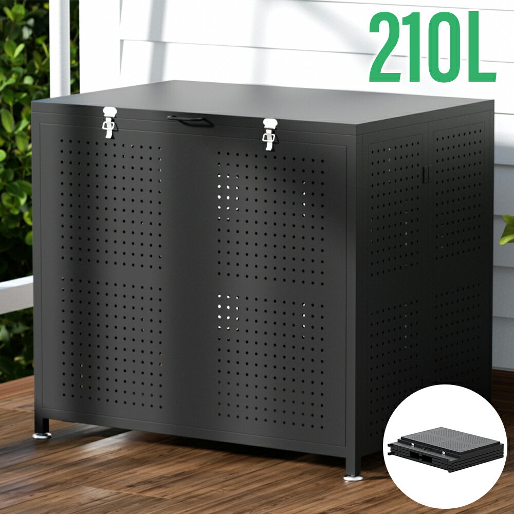 【6月22日20時~ P5倍+最大2000円クーポン】屋外用 ゴミ箱 ゴミ収集庫 折りたたみ ゴミ収集ボックス ゴミストッカー ゴミステーション ゴミ収集 箱蓋付き ゴミ保管庫 ゴミ置き場 ゴミ集積庫 210Lのサムネイル