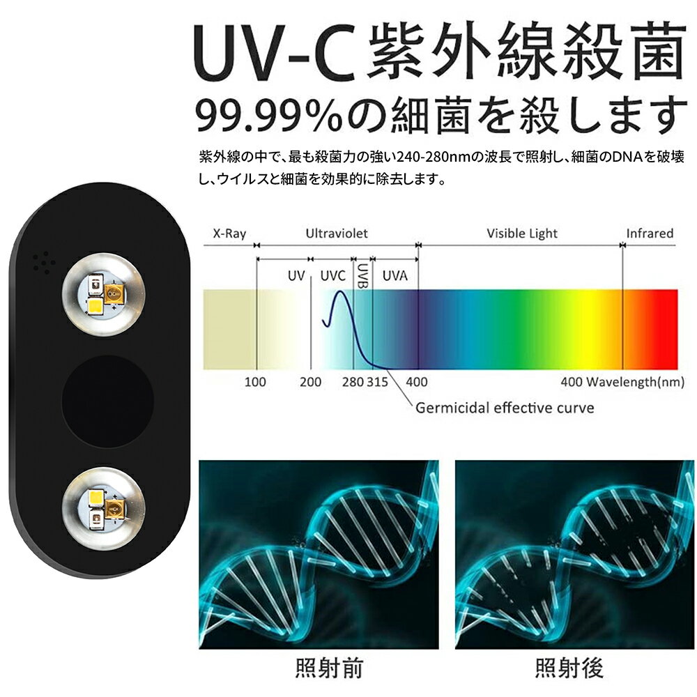 【8月19日20時〜 最大2000円OFFクーポン】紫外線ライト 殺菌 消毒器 除菌uvライト UV-C 紫外線除菌器 紫外線ランプ uv殺菌消毒 殺菌灯 マスク除菌 充電式 家庭用