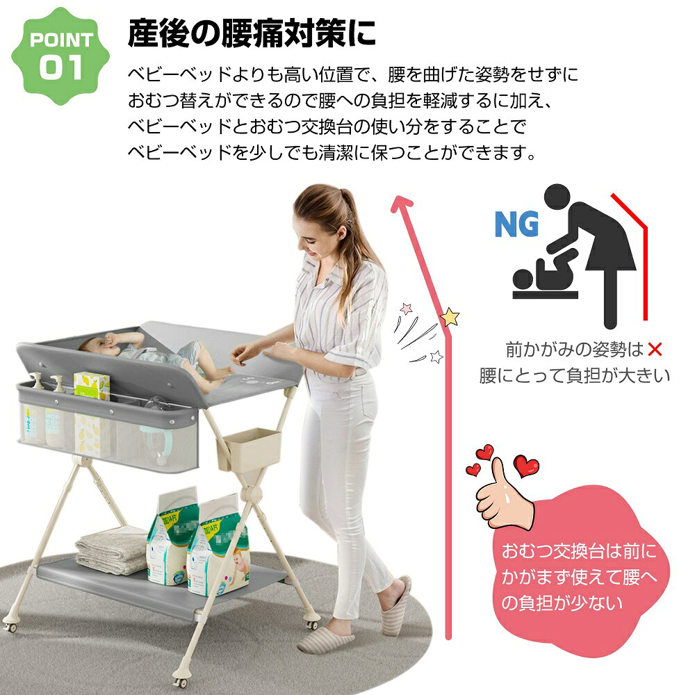 【P5倍＆最大2000円OFFクーポン！10/4 20時~】おむつ替え台 おむつ交換台 折りたた...