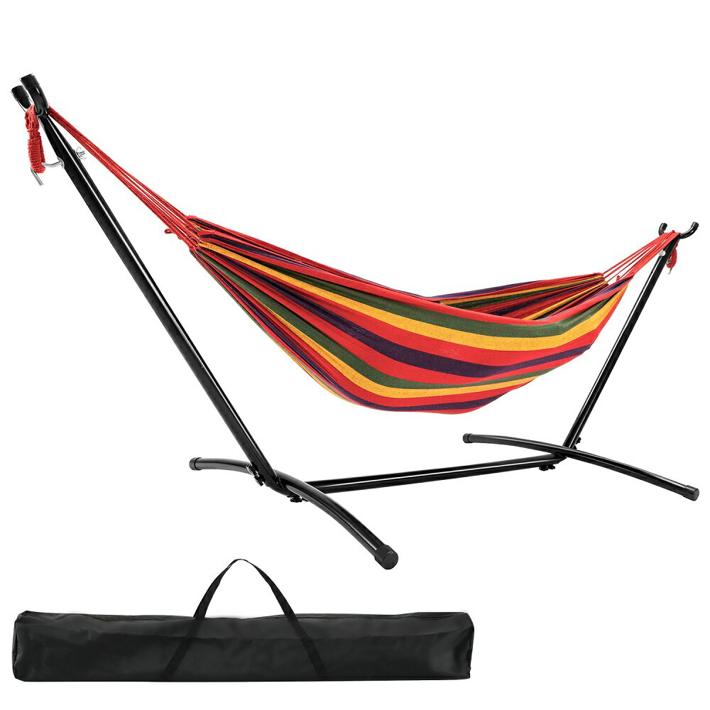 【ポイント10倍&最大2000円OFFクーポン】ハンモック 自立式 室内 アウトドア 耐荷重250kg 布製ハンモックセット スタンド付き 昼寝 キャンプ 収納袋付き 3ヶ月保証
