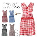 【P5倍!限定セール価格3,960円→1,940円!7/26まで】ワンピース風 レディース エプロン ギンガムチェック 襟 大きいポケット付 かわいい おしゃれ...