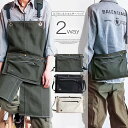 【P5倍!限定セール価格4,718円→2,312円!7/26まで】ポケットがショルダーバッグに変身できちゃう2way仕様!メンズ レディース ワークエプロン 動...