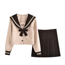 【P10倍→実質3,582円】【3点セット 】セーラー服 長袖 女子制服 学生服 女子高校生 高校生 学生 制服 コスチューム 3点セット 刺繍 蝶結び 茶二本...