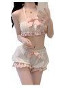 【P10倍→実質2,862円】ピンク チェック メイド風セット 寝間着 女装 ノンワイヤー かわいい ブラ パンツ ショーツ 男女兼用 男の娘 メンズ 少女 パ...
