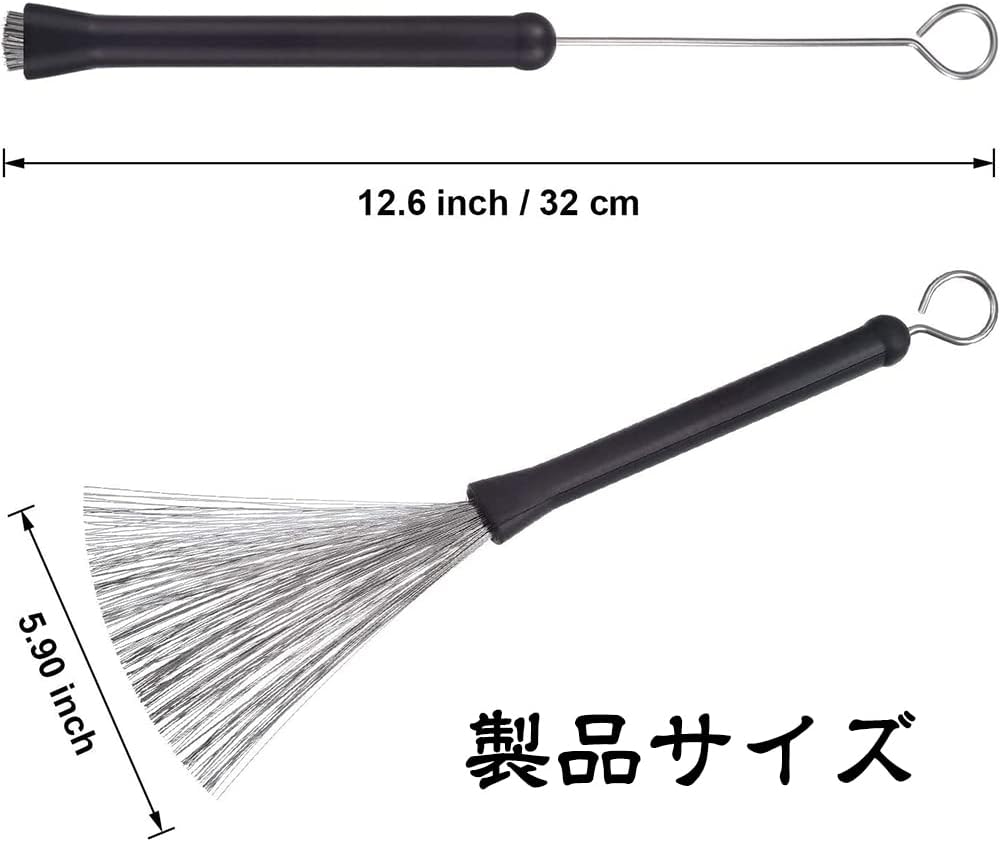 sunlightの【店長おすすめ】 ドラムブラシ 2個セット ワイヤーブラシ ドラムスティックブラシ ドラム用ワイヤーブラシ ドラムブラシ ナイロンブラシ 伸縮式 引き込み式 音楽愛好家 音楽家｜アングル2