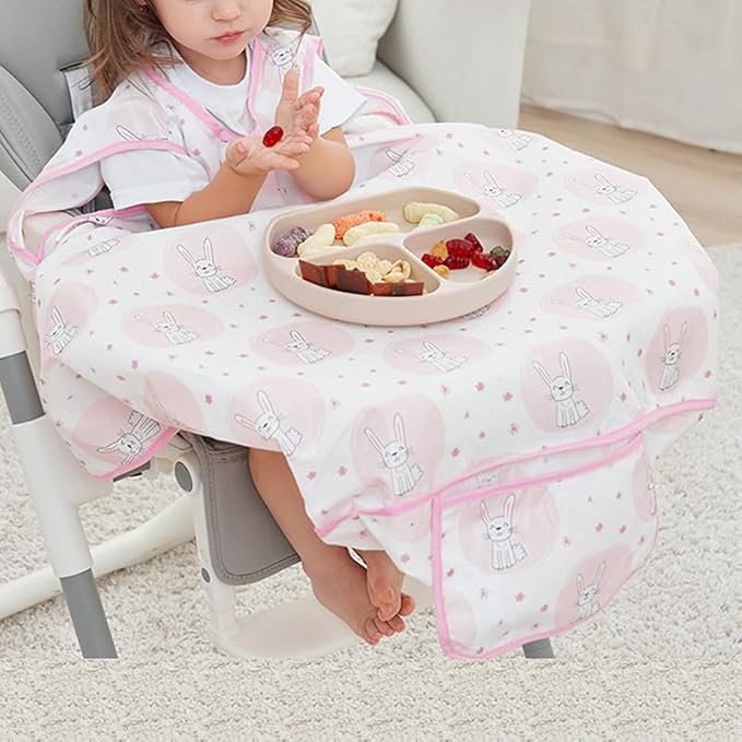 sunlightの【店長おすすめ】 食事エプロン 赤ちゃん よだれかけ ベビー 防水 一体型 食べこぼし対策 離乳食 エプロン ベビーよだれかけセット テーブル クロス 付き お手入れ簡単 汚いにくい｜アングル2