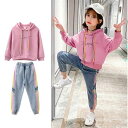【店長おすすめ】子供服 セットアップ キッズ 女の子 長袖 春秋 上下 デニムパンツ ロングパンツ ジュニア おしゃれ カジュアル 可愛い 通学着 新品 2点セット トップス Tシャツ