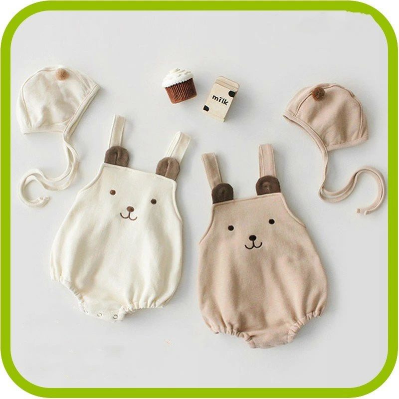 【店長おすすめ】2点セット 男の子 サロベット ベビーロンパース オールインワン 帽子付き ベビー服 ベビー服 春秋 韓国子供服 キッズ服 シンプル ベビーロンパース 無地