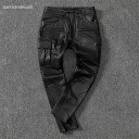 【期間限定 67,300円→30,285円!6/4まで】牛革レザーパンツ 新品 メンズパンツ 革パンツ 大きサイズ スキニーパンツ ロングパンツ バイク用 レザ...