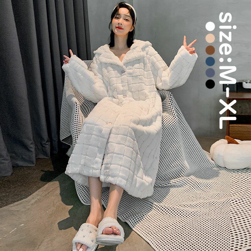 【P2倍!6680円→実質6546円 11/27 01:59まで】高品質レディースルームウエア パジャマ 前開き あったか オシャレ ワンピースパジャマ 可愛い...