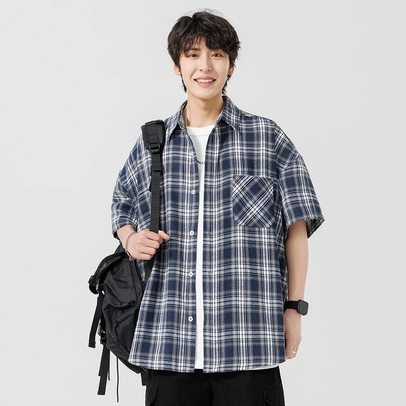 【P10倍！2990円→実質2691円 11/19 23:59まで】チェックシャツ メンズ 夏 冷感 通気性 ワイシャツ 5分袖シャツ 大きめ 大きいサイズ S M L XL 吸汗速乾 快適 夏服 春 春服 春夏 シャツ 半袖