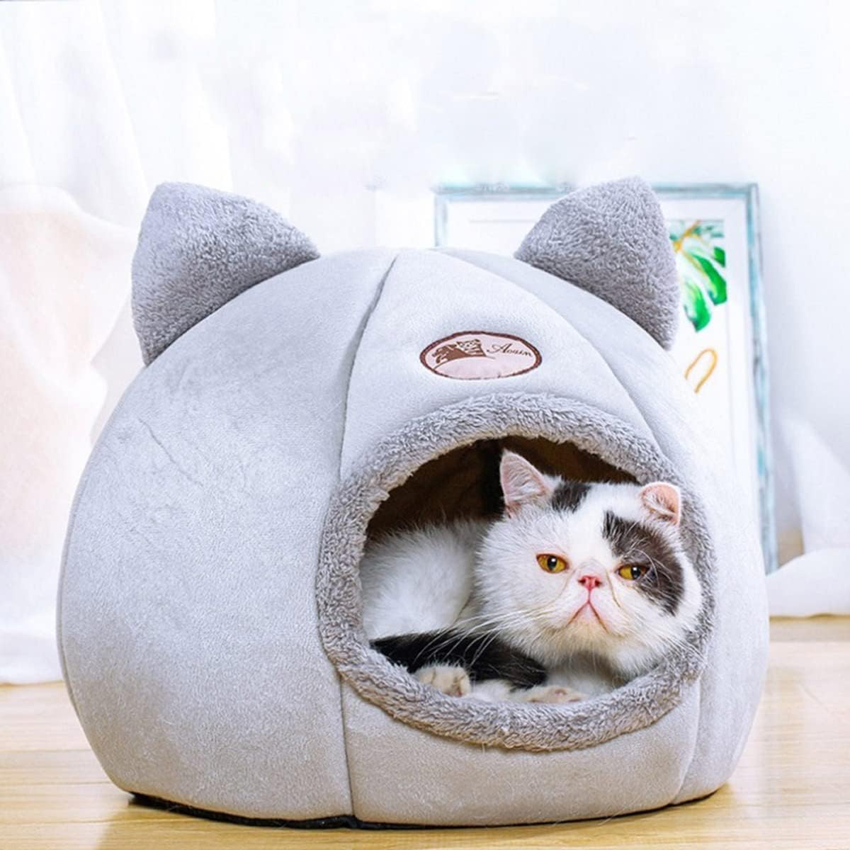 【P2倍！2280円→実質2234円 11/27 01:59まで】猫ベッド キャットハウス 猫ハウス ドーム型 暖かい 犬猫兼用 室内用 寒さ対策 保温防寒 猫犬 小動物用 室内用 厚み 暖かい 冬寒さ対策 ペット用品 ペット用寝袋 ふわふわ 折りたたみ式寝マットのサムネイル