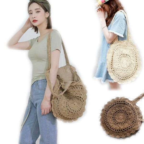 かごバッグ　女性　肩掛け　トートバッグ　手提げ オシャレショルダーバッグ かごバッグ ショルダーバッグ　レディース　草編みバッグ　かばん　麦わら 鞄