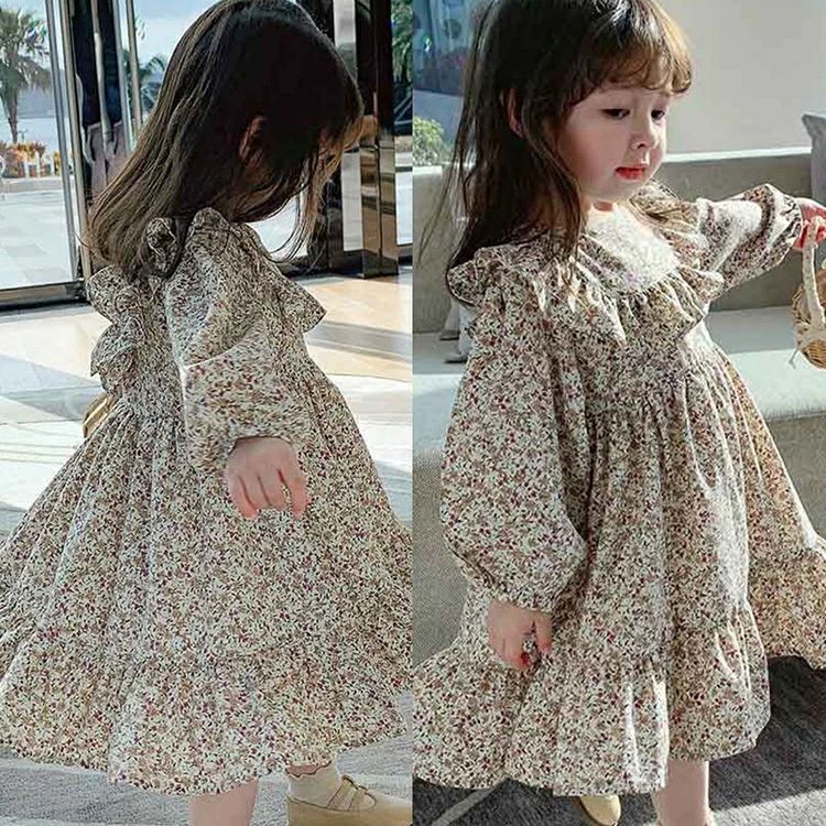 【P5倍！2680円→実質2546円 11/15 23:59まで】ことも服 ワンピース 春夏 女の子 長袖 パフスリーブ お姫様 おしゃれ 発表会 結婚式 卒園式 卒業式 入学式 通学 七五三 90 100 110 120 130 花柄ワンピース 可愛い ロング丈