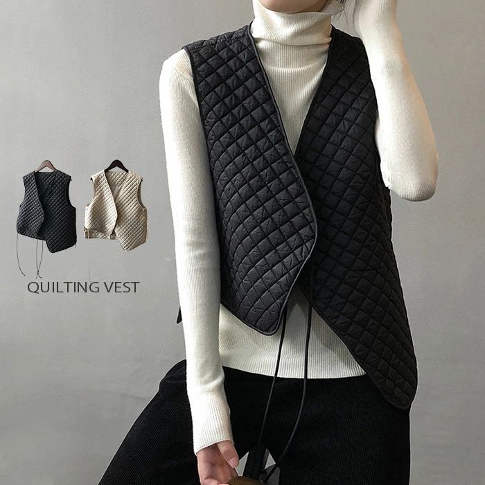 【P2倍！3480円→実質3410円 11/27 01:59まで】ベスト レディース キルティング Vネック 中綿入れ ショート丈 アウター 大人 防寒 軽量 無地 可愛い 出かけ OL 通勤 オフィス 40代 30代 20代 女性 女の子 痩せる効果 ゆったり 暖かい 秋冬 キルティングベスト