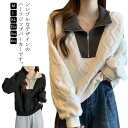 【thoradia新発売限定記念価格!】ハーフジッパー トレーナー レディース 長袖 トップス プルオーバー 大きいサイズ ゆったり 春 秋 冬 ショート丈 カ...