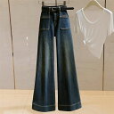 ワイドパンツ デニム パンツ レディース ロング パンツ デニムパンツ ボトムス デニム ジーンズ ガウチョパンツ 体型カバー ロングパンツ 大きいサイズ 春 秋 冬 着痩せ 美脚 通勤 ゆったり 上品 きれいめ 通勤 OL デニム