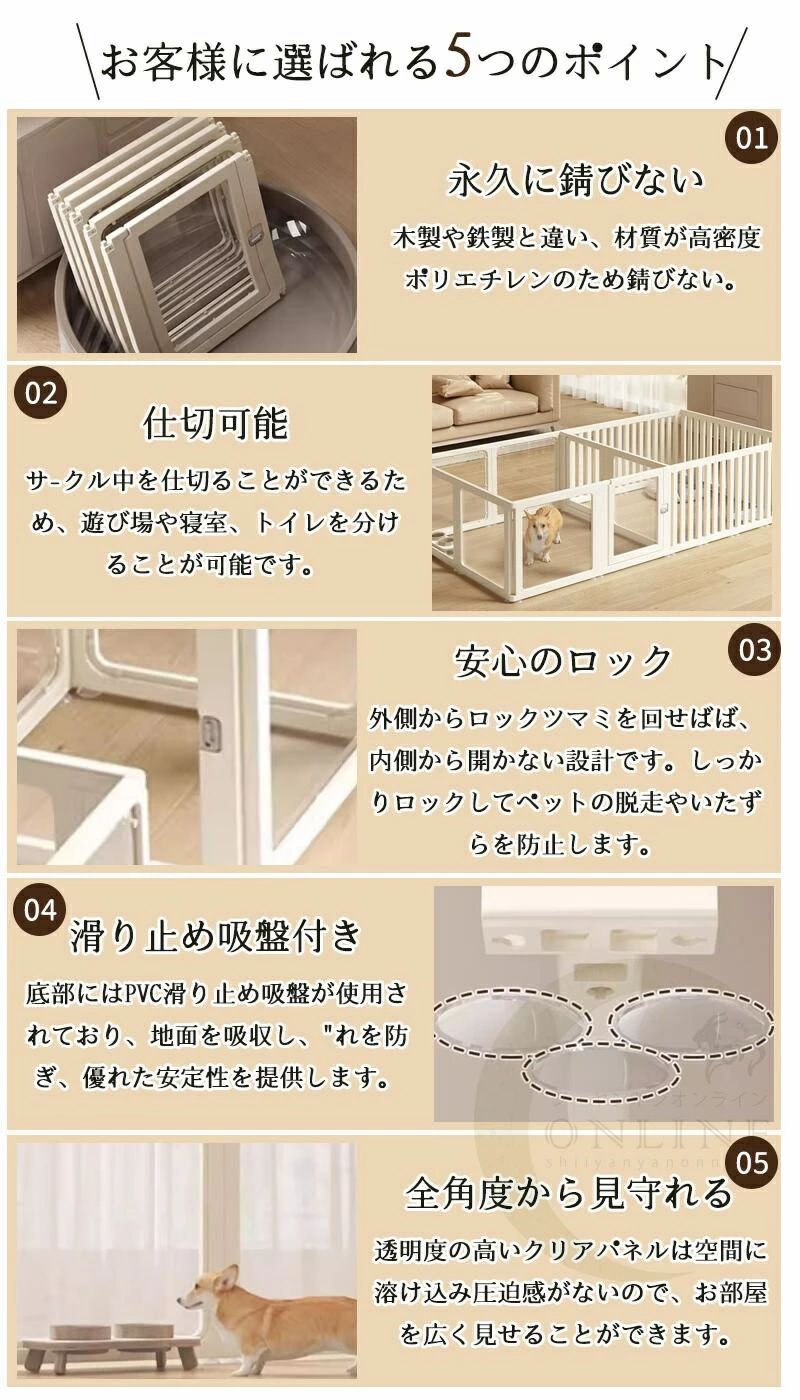【店長おすすめ】「2025最新型」ペットケージ ペットサークル フェンス 半透明 サークルケージ クリア アクリル ペットケージ 犬 ペットフェンス 檻感がない 組立簡単 自由に組み合わせ フェンス 室内サーク 小型犬 ドア付き 犬 サークル 透明