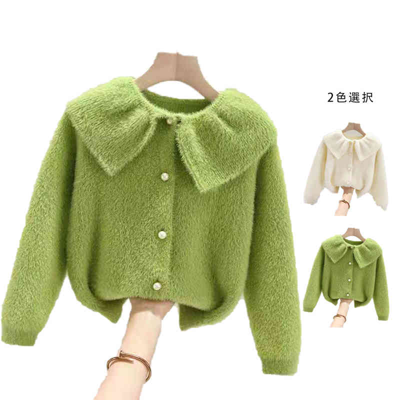 【店長おすすめ】キッズ カーディガン 春秋 インナーカーディガン 折襟 インナーセーター トップス 無地 シンプル 長袖 カジュアル おしゃれ インナーウエア おでかけ 女の子 子供服 かわいい 丸襟 フリルカーディガン