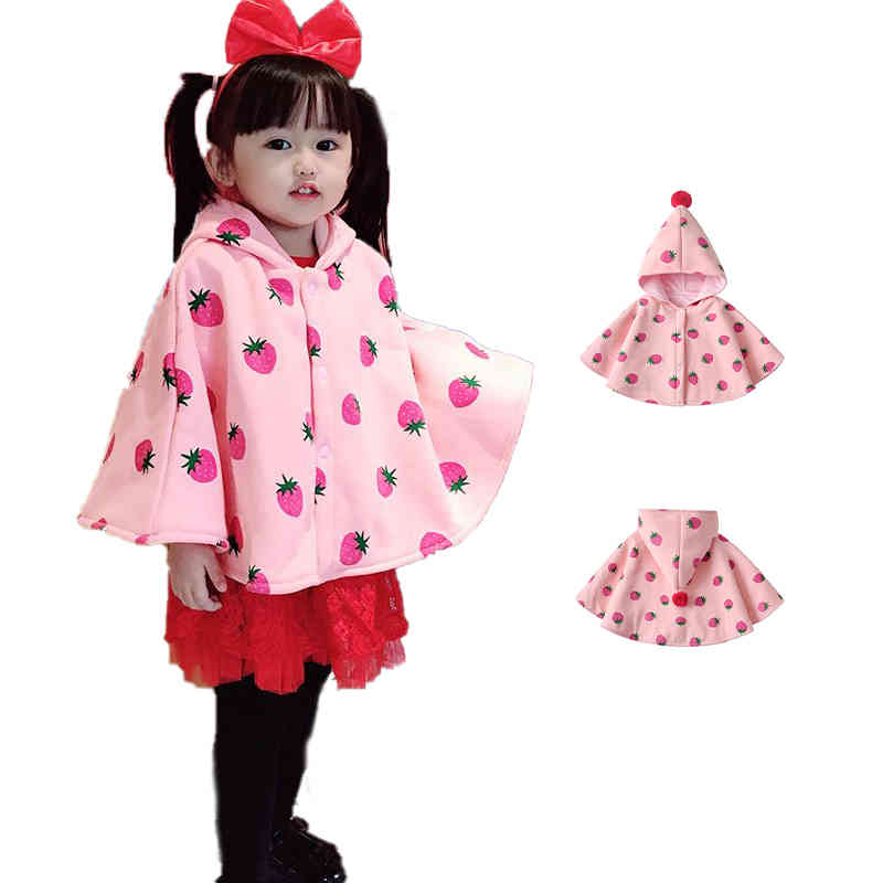 【P2倍！2980円→実質2920円 11/11まで】マントコート マント 苺柄ポンチョ キッズ 秋冬 クリスマス 子供ポンチョ 防寒 ベビーマント シンプル あったかい かわいい シンプル カジュアル おしゃれ おでかけ アウター 女の子 ベビーポンチョ