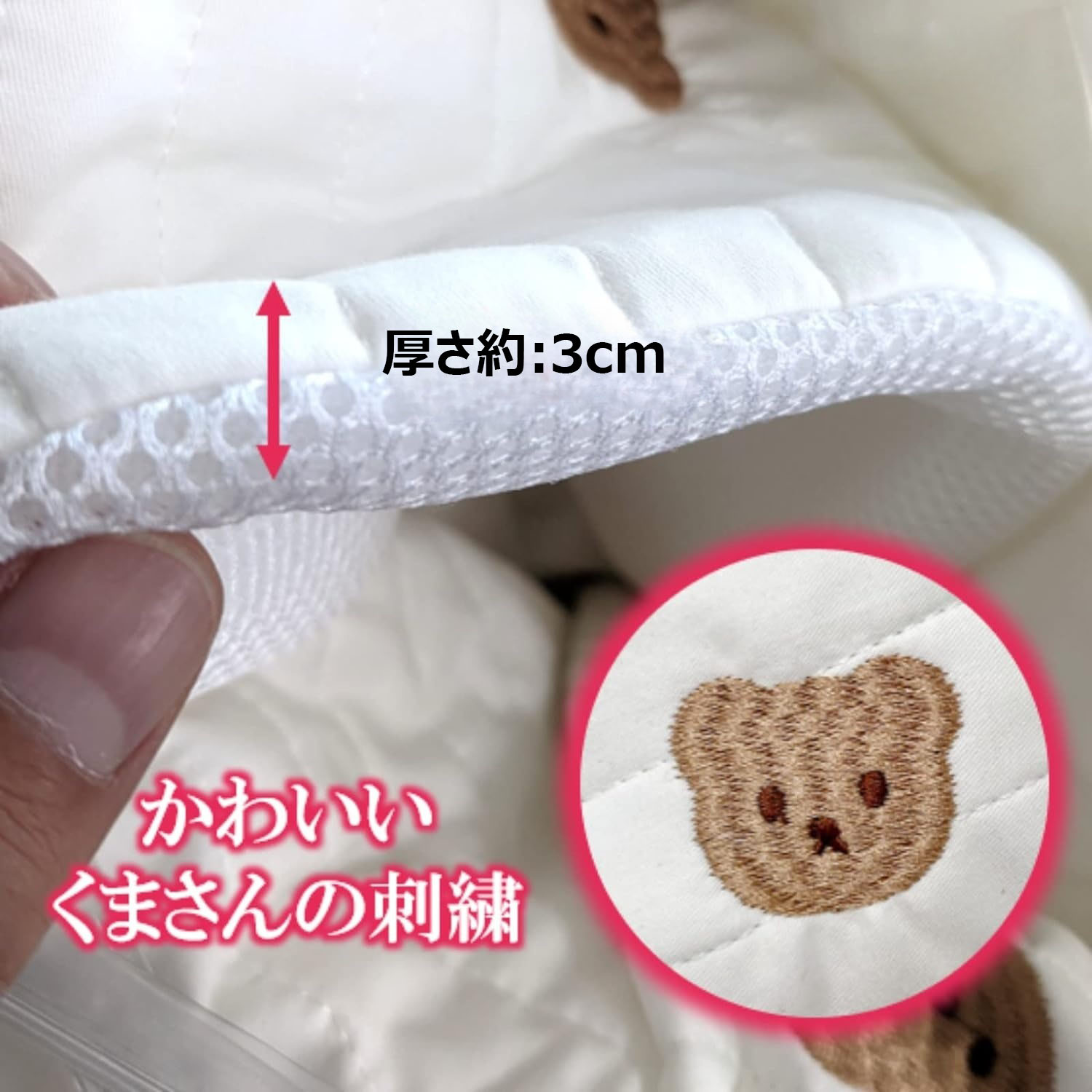 sunlightの【店長おすすめ】 ベビーマット 赤ちゃん お昼寝マット 円形 85cm ふんわり 座布団 ベビー用品 洗える 寝かせる ベッドガード シンプル 部屋飾り ジッパー付き 出産祝い プレゼント｜アングル2