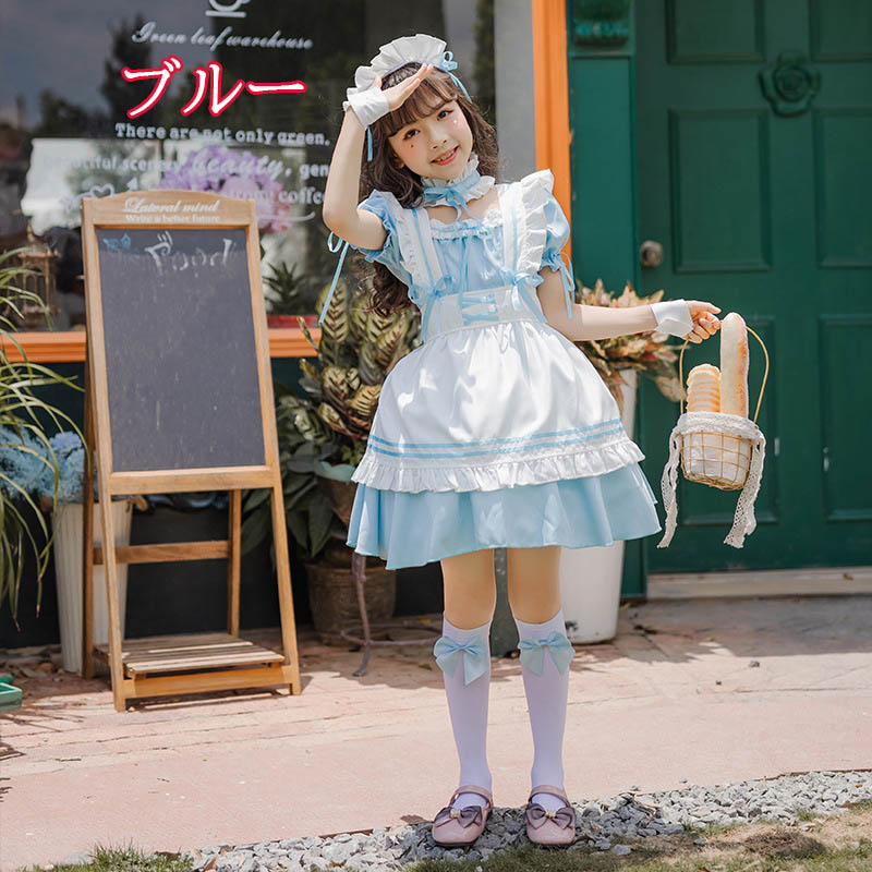 【期間限定3479円→3131円】メイド服 子供 6点セット ハロウィン コスプレ 仮装 ロリータ パーティー イベント 演出服 蝶結ぶ プリンセスドレス キッズ ハロウィーン お姫様 カチューシャ thoradia-10071964 sunlight サンプル画像2