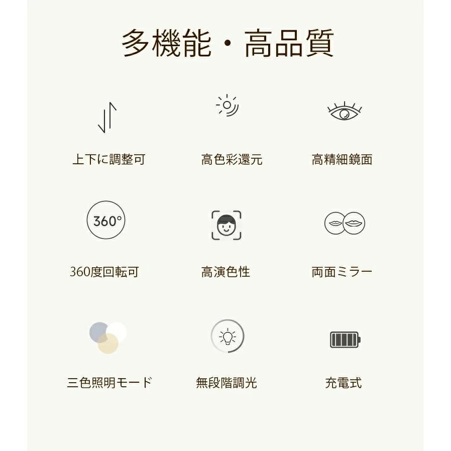 【店長おすすめ】卓上ミラー 高さ調整 女優 ミラー 拡大 鏡 付き 女優ミラー 卓上 丸 おしゃれ 卓上 鏡 かわいい 円形ミラー 卓上ミラー ライト付き メイク鏡 軽量 丸鏡 化粧鏡 拡大鏡 ライト付き 両面鏡 卓上ミラー オシャレ [2]