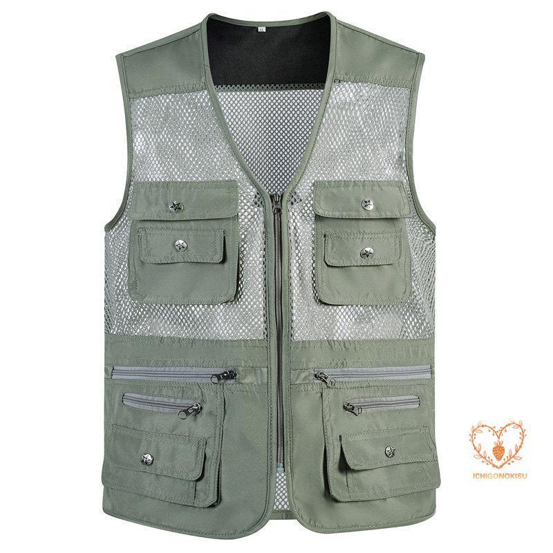 【P10倍！2909円→実質2618円 11/19 23:59まで】ベスト メンズ 春 夏 お釣りベスト ポケット 作業着 アウトドア カジュアル 登山 前開き 父の日 農業 仕事 機能性 サマーベスト