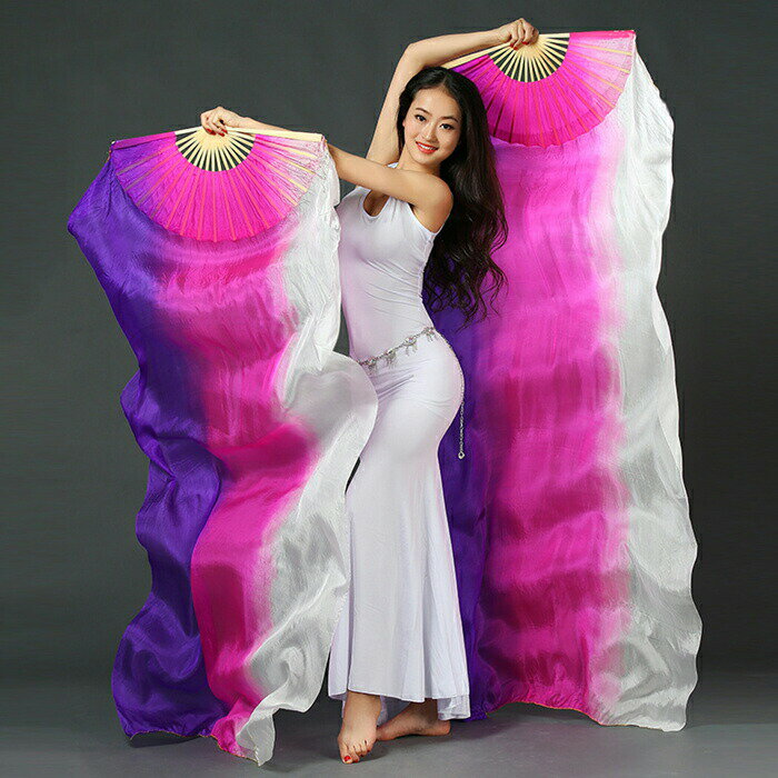 【店長おすすめ】ベリーダンス ファンベール 2本セット扇子 両手用 演出 飾り ファンベール タイダイ柄..