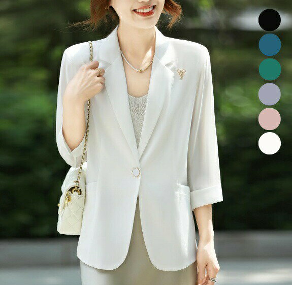 【店長おすすめ】ジャケット レディース 夏 冷感 きれいめ 大きいサイズ トップス M~3XL テーラードジャケット薄手 七分袖 着痩せ フォーマル