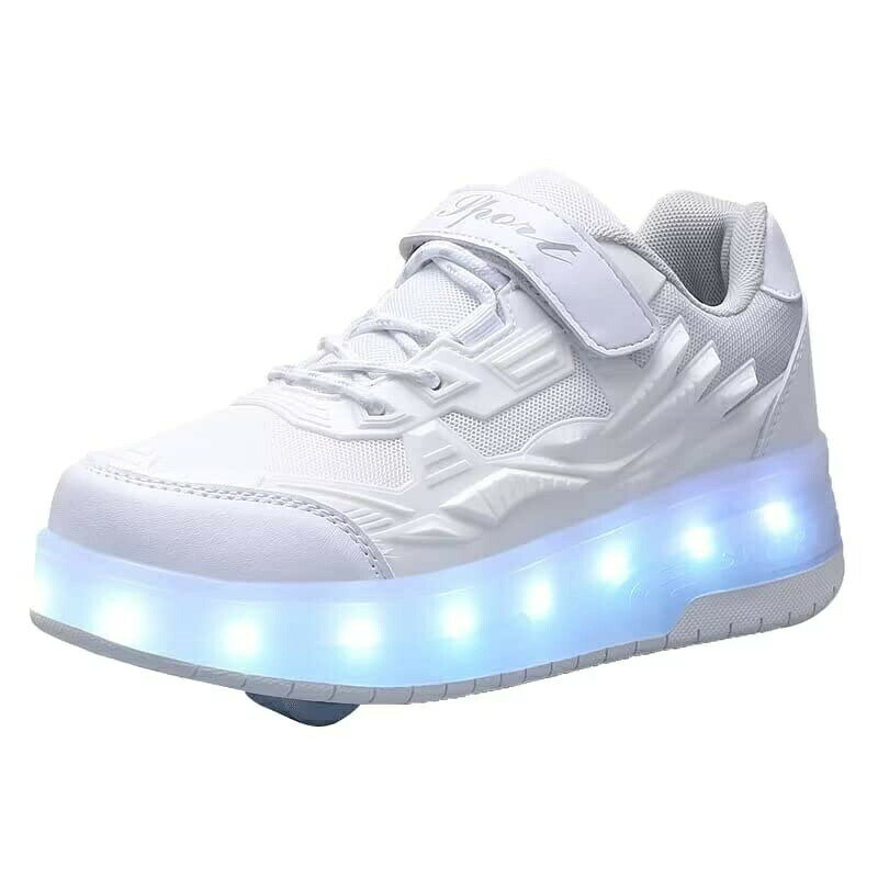 sunlightの【店長おすすめ】 ローラーシューズ LED 子供 ひかるくつ 光る靴 ギフト 2輪 男の子 女の子 子供靴 ローラースケート USB充電式 発光シューズ クリスマス ハロウィーン｜アングル2