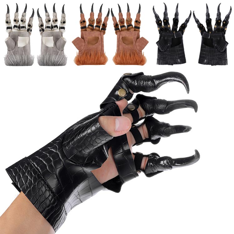 【P2倍！2750円→実質2695円 11/27 01:59まで】ハロウィン Halloween コスプレ 変装 道具 仮装 ドラゴン かぎづめ 鉤爪 鋭い 怖い フェイクレザー 大人用 ハロウィンパーティー 演出 コスチューム グローブ 手袋 モンスター 怪獣 悪魔