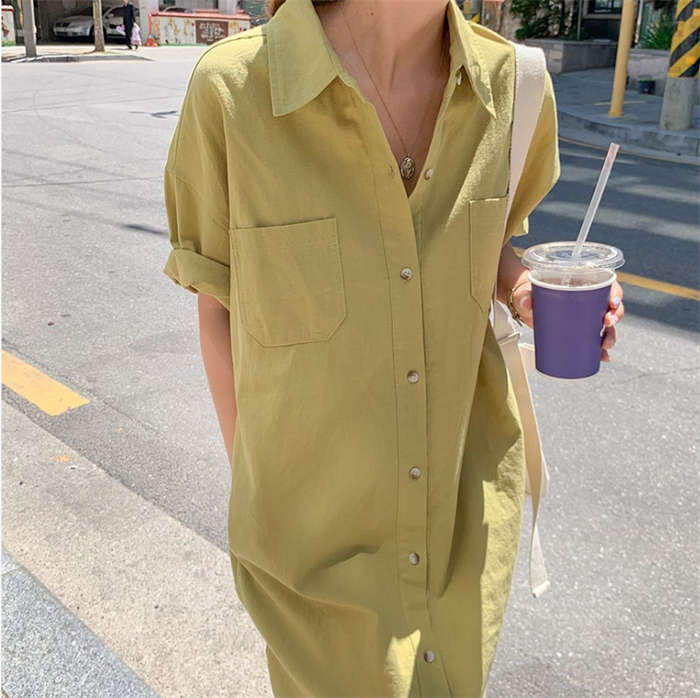 【P10倍→実質2,950円 5/27まで】新色追加シャツワンピース ロング 春 夏 半袖 大きいサイズ レディース ワンピース ロング丈 ロングワンピース シャツワンピ ワンピ マキシワンピース マキシ カーディガン アウター 綿 コットン ゆったり 薄手 涼しい 無地 春夏 きれいめ 2
