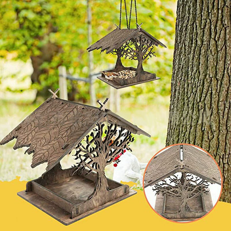 【期間限定3701円→3331円】鳥の餌箱 木製 バードフィーダー 鳥の餌台 ご防ネズミ ...