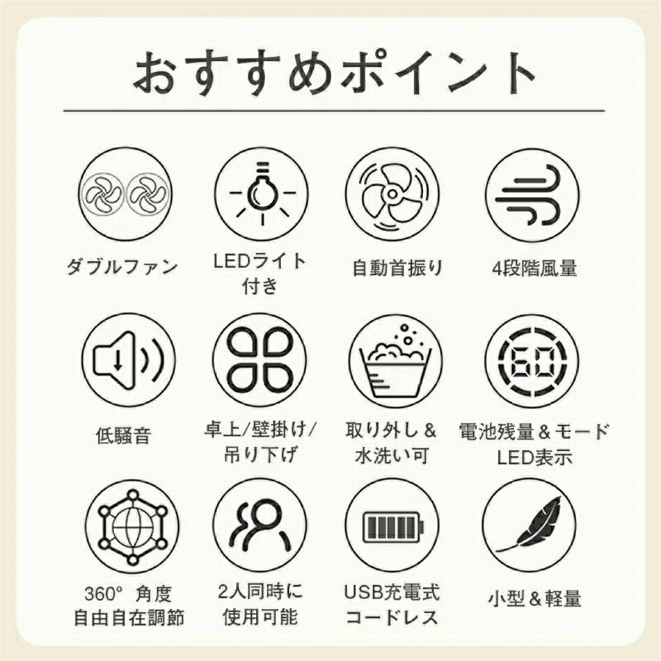 【只今底値!】扇風機 壁掛け扇風機 卓上扇風機 首振り 360°角度調節 LEDライト 卓...