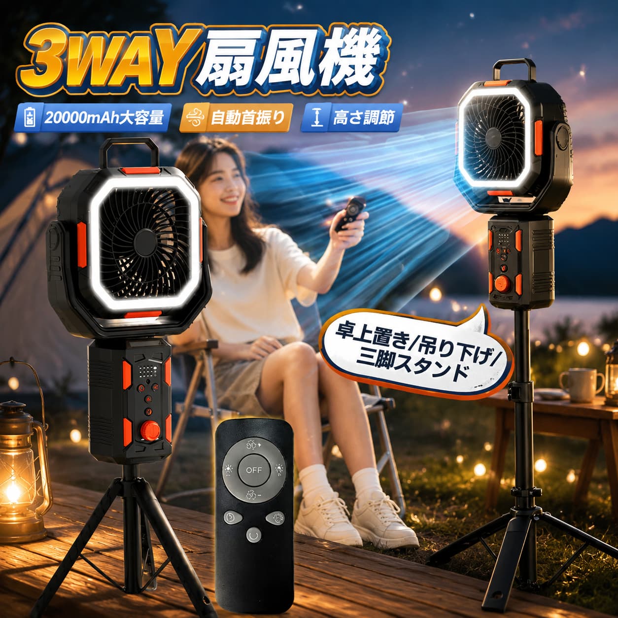 ★3WAY扇風機・卓上置き/吊り下げ/三脚スタンド★対応機能・LEDライト/リモコン操作/角度・高さ調整/無段階風速調整/タイマ設定/スリープモード★操作方法・本体ボタン+専用リモコン ★首振り角度・左右30°・120°自動首振り ★上下角度調整・270°手動調整 ★生産国・中国★注意事項★※撮影の為、画質等の関係上、色などが実際の商品と若干違ってしまうこともあるかもしれませんがご理解のほどご入札ください。予めご了承ください。※製造時期によりデザインや仕様に若干の変更がある場合がございます。予めご了承ください。★配送について※同じ注文で2点以上ご購入頂く場合には、分けて発送可能性がございます。※一時欠品の際は、ご注文頂いて4・7日の入荷となります。※万が一ご出荷が遅れる場合はメールでご連絡致します。※直接仕入先からの発送する場合があります。※パッケージや衣装箱が予告無く変更になる場合がございます。※メーカー完売の際はご容赦ください。 不良品についての説明基づいて掲載しています