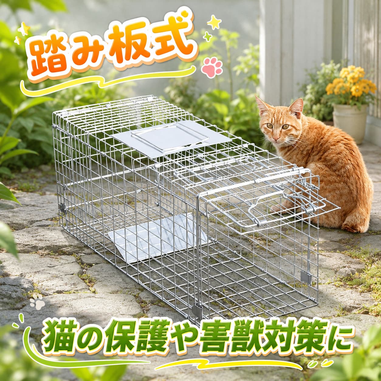 【店長おすすめ】動物捕獲器 捕獲器 動物 S/M/L 選べる3サイズ 小動物 迷子猫 野良猫 アニマルキャッチャー わな 罠 トラップ 飼い猫 野生 犬 猫 イタチ 小動物 害獣 保護 捕獲 動物用捕獲器 吊りエサ 踏踏み板式 傷つけない