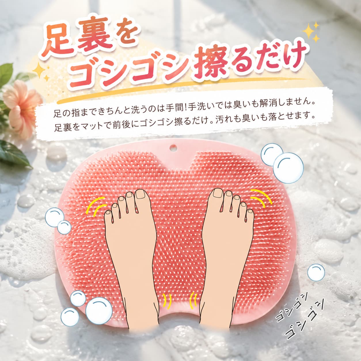 【期間限定3300円→2970円】フットブラシ 足臭バスター 足洗マット 抗菌 やわらかい...