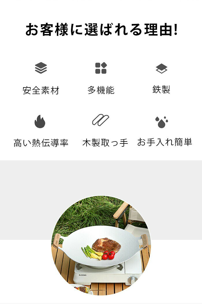 【店長おすすめ】丸型 フライパン セット グリル鍋 焼肉 マルチグリドルパン キャンプ飯 鉄板 直火 炭火 グリル プレート 皿 調理 キッチン 家庭 軽量 取っ手 収納袋付き 熱伝導率 お手入れ簡単 多機能 バーベキュー キャンプ グリルパン 30cm 34cm thoradia-10126711 sunlight サンプル画像3