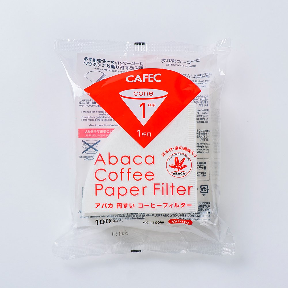 アバカ 円すいペーパーフィルター（ホワイト）1杯用　100枚入【AC1-100W VCF-01-100W】 CAFEC 三洋産業 コーヒーフィルター