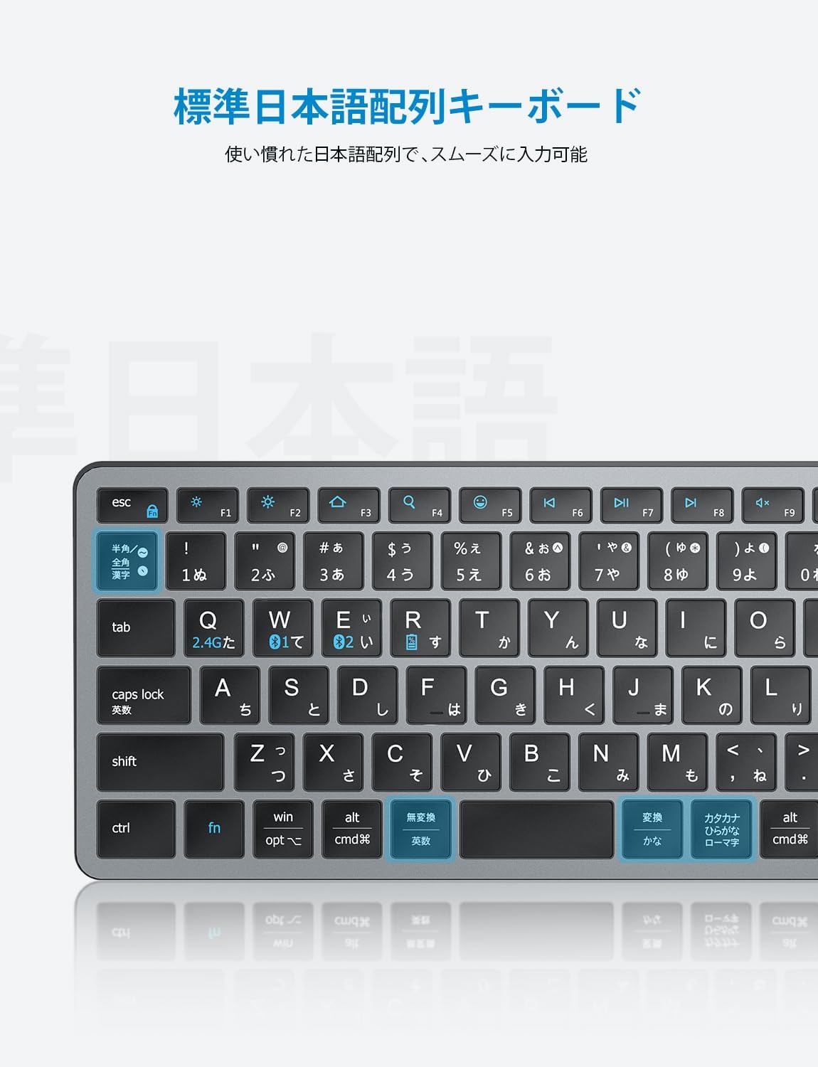 【iClever公式】 ワイヤレスキーボード IC-DK20 グレーブラック Bluetooth接続 2.4GHz接続 Type-C充電式 国内正規品 テンキー搭載 コンパクトサイズ 日本語配列 超薄型 パンタグラフ式 ガジェット thousandshores-10000647 サウザンドショアス楽天市場店 サンプル画像2