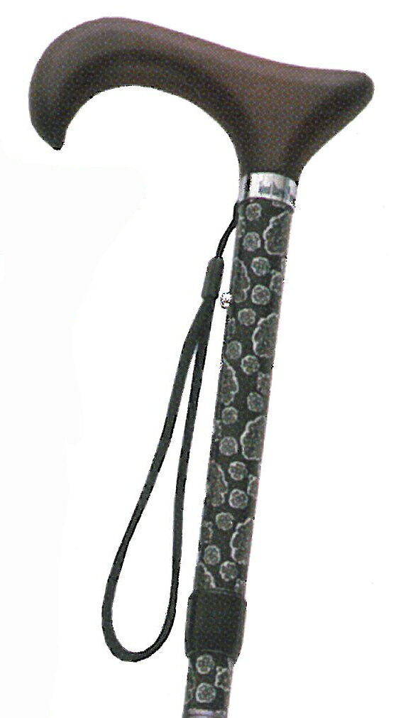 ■商品サイズ：長さ／82-92cm ■重さ：約320g ■材質：支柱／アルミニウム・綿布・樹脂 手元グリップ／木製かえで ■付属：ストラップ／収納袋 ■先ゴム：内径16mm紳士用高級生地巻き伸縮折りたたみ杖 ステッキの支柱部に生地を巻いて特殊コーティングを施し ているステッキ。特殊コーティングをしてあるので、雨など の日に安心。1本1本手作りです